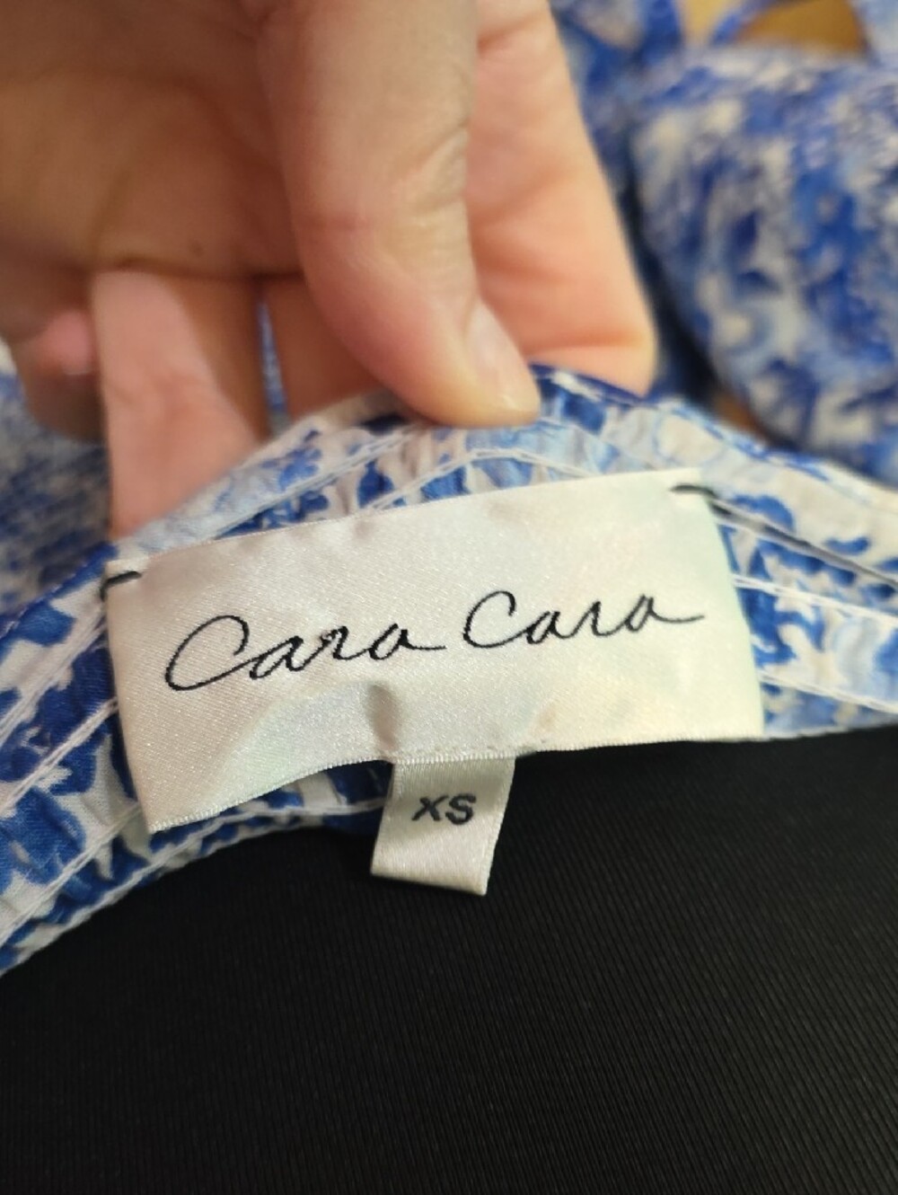 Cara Cara Blue Floral Smocked Midi Dress - Size XS - Picture 3 of 9